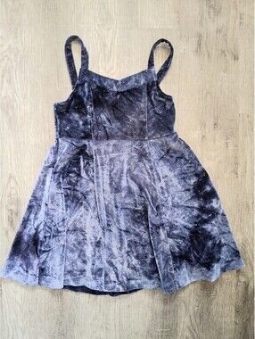 Justice Girls Small, 7/8 Sleeveless Blue Crushed Velvet Sparkle Swing Dress